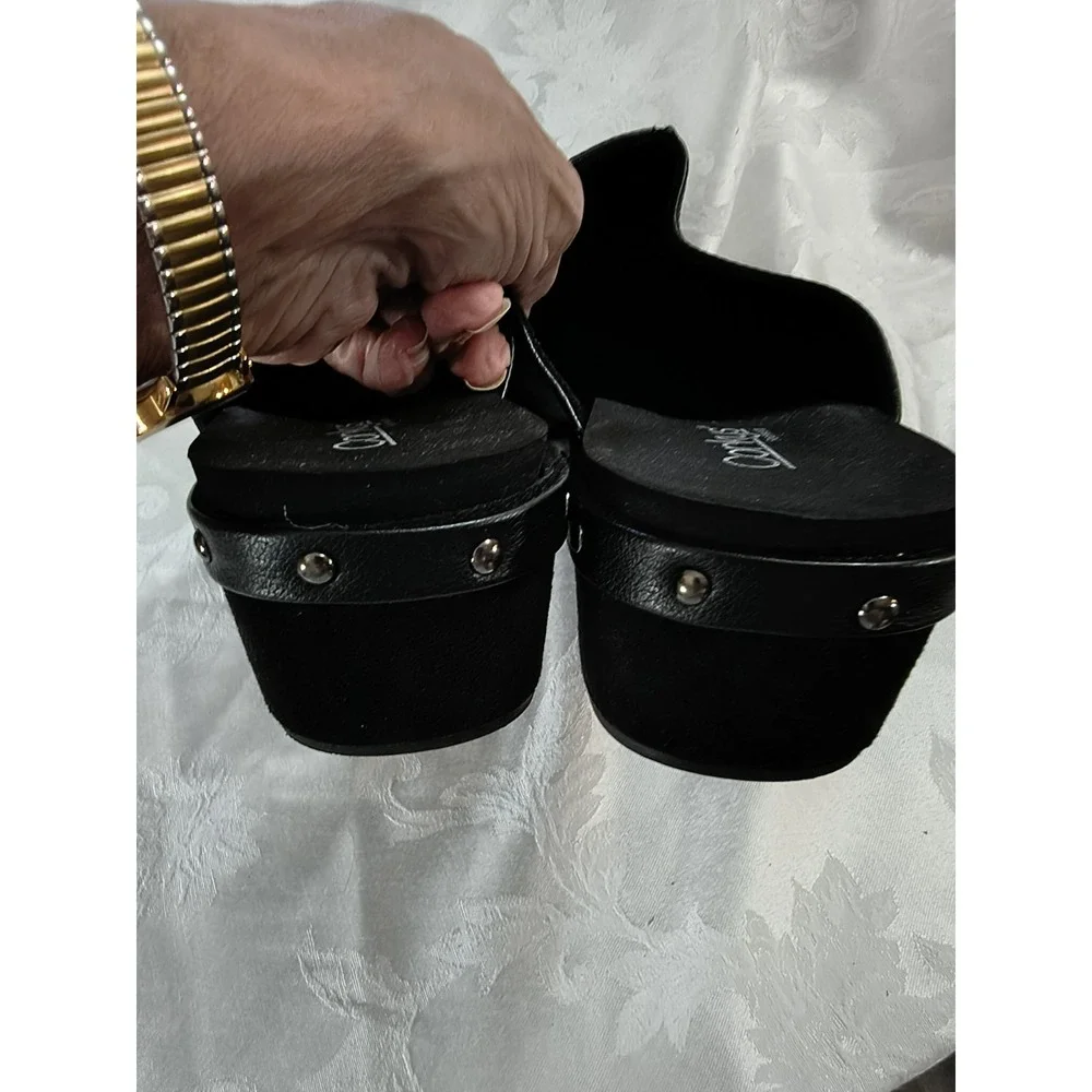 Corkys Footwear Sz 11 Newbie Women's Clog Mule Shoes Comfort Rivet Slide On EUC